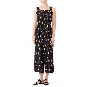 Kate Spade Pineapple Wide Leg Crop Jumpsuit in Black